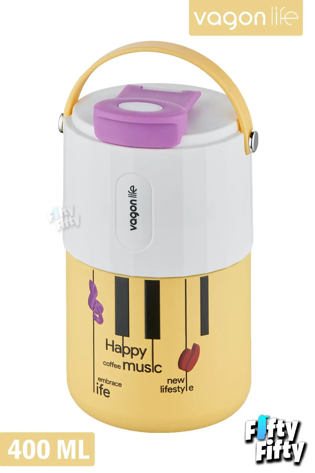 Vagonlife Tumbler 400 ML Kahve Bardağı/Mug Pipetli/Rahat İçim Paslanmaz Çelik Termos -Kulplu-FFVGN2050400ML
