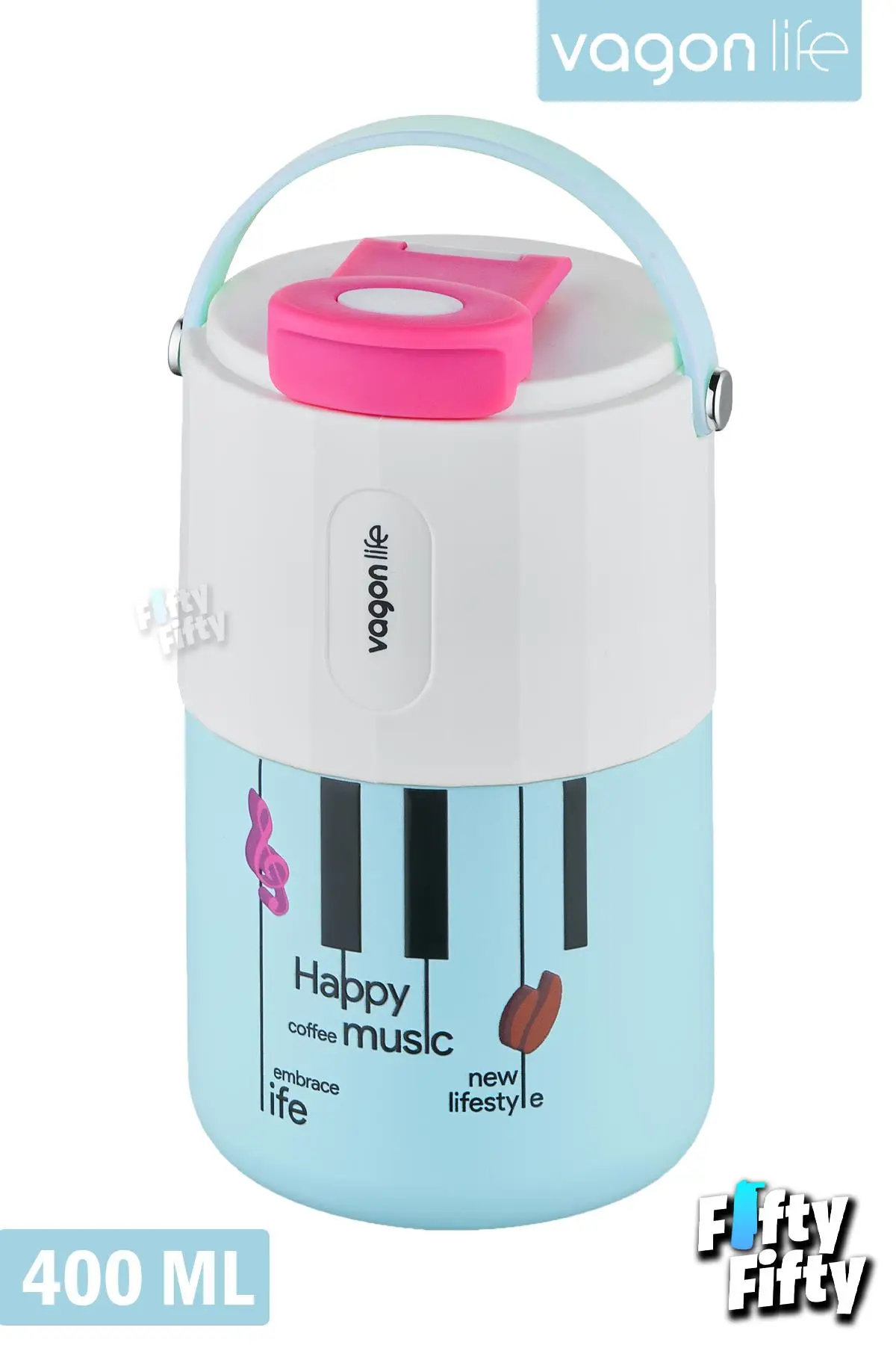 Vagonlife Tumbler 400 ML Kahve Bardağı/Mug Pipetli/Rahat İçim Paslanmaz Çelik Termos -Kulplu-FFVGN2050400ML