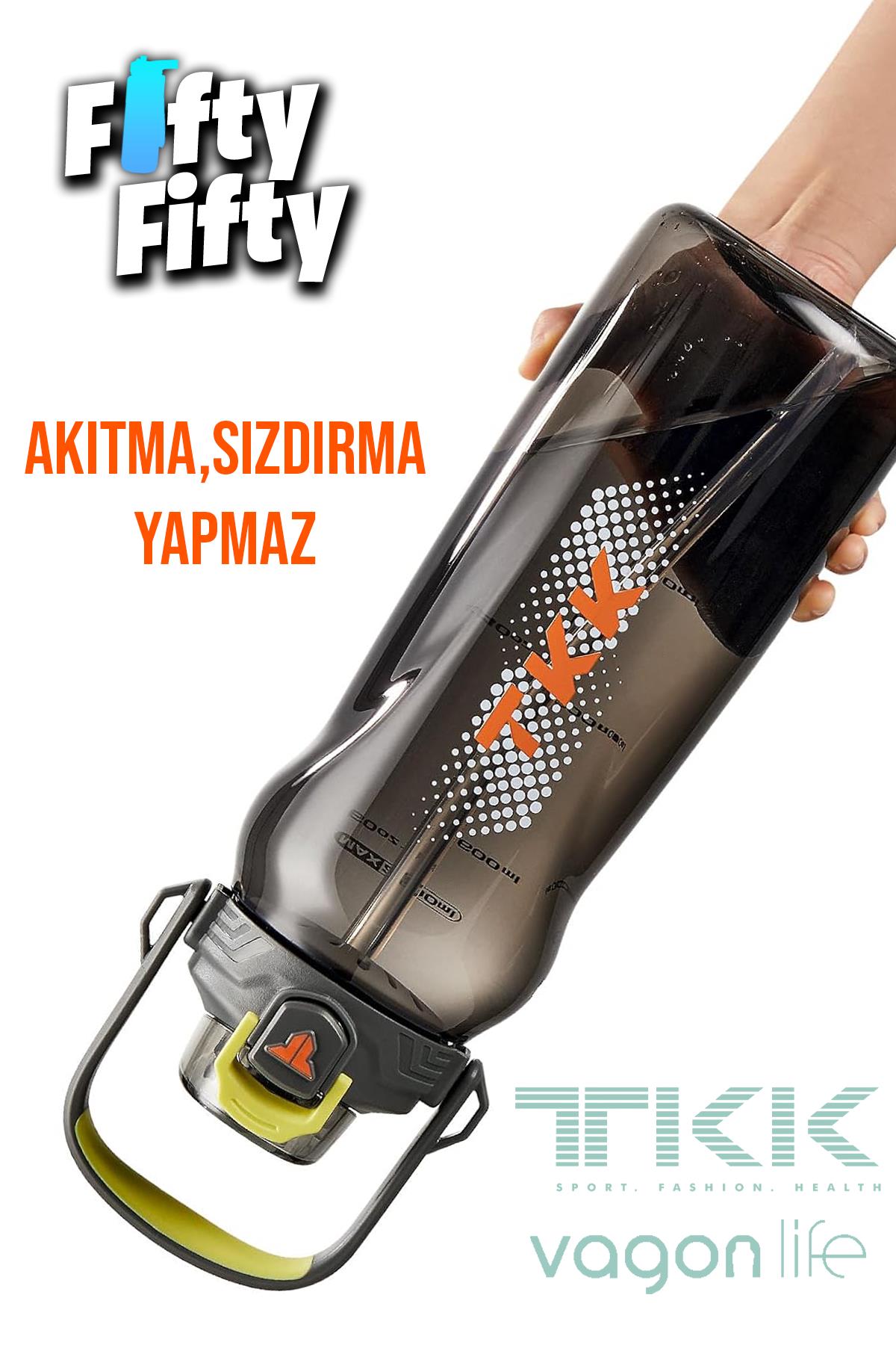TKK 1500 ML Tek Kapak Çift Kullanım Pipetli/Rahat İçim Tritan Su Matarası-FFTKK1027-1500ML