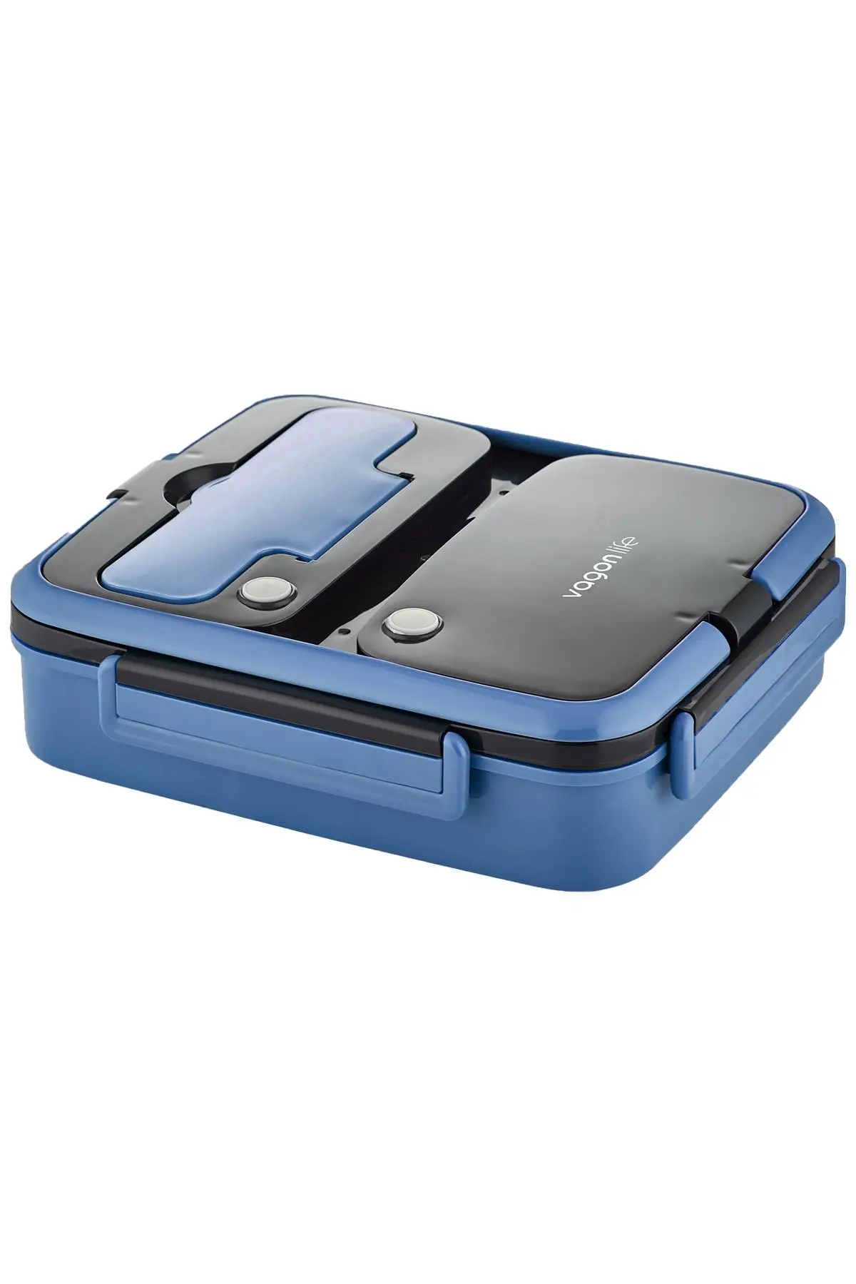 Vagonlife Lunch Box 1000 ML Tek Kat 3 Bölmeli Metal Kaşıklı Yeni Nesil Sefer Tası-FFLBOX10164 - Lacivert