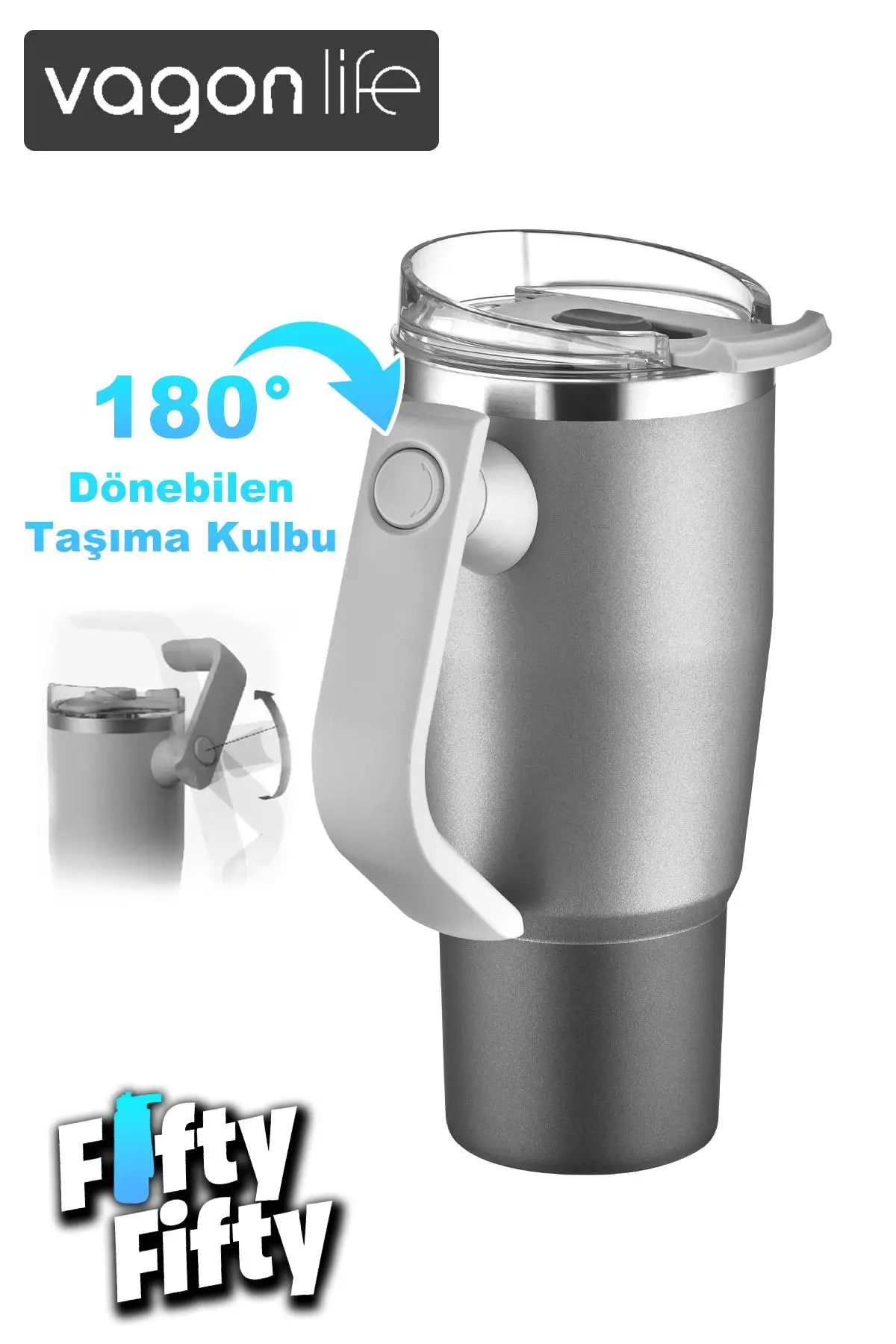 Vagonlife Tumbler Cup 0.94ML/34oz Pipetli/Rahat İçim Vakumlu Paslanmaz Çelik Termos-FFVGN1007-950ML