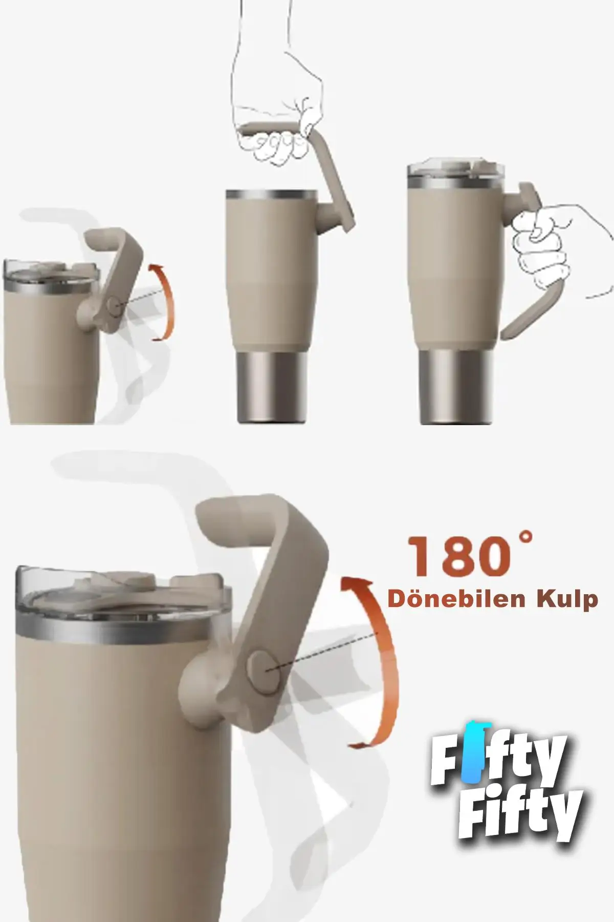 Vagonlife Tumbler Cup 0.94ML/34oz Pipetli/Rahat İçim Vakumlu Paslanmaz Çelik Termos-FFVGN1007-950ML