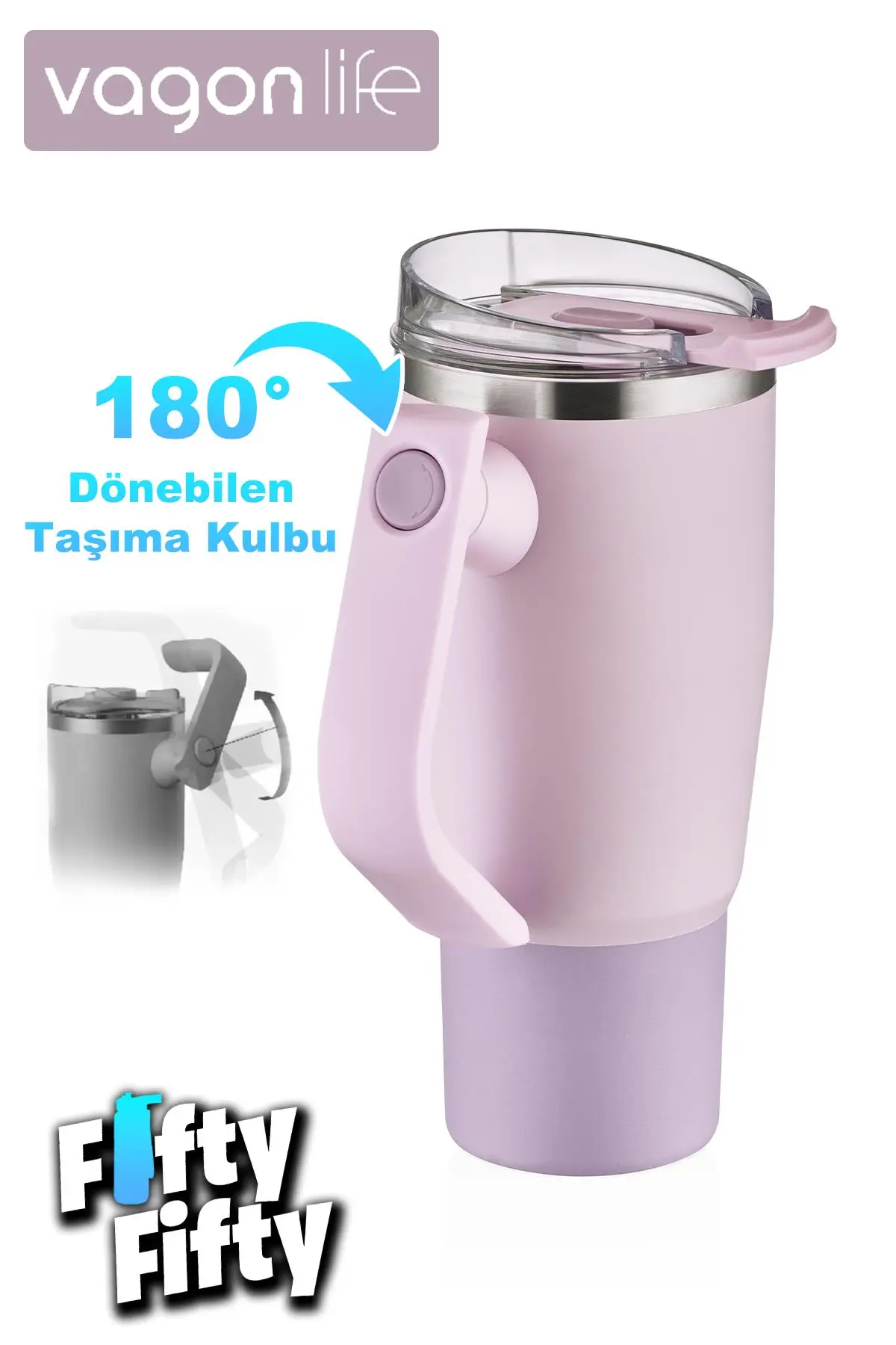 Vagonlife Tumbler Cup 0.94ML/34oz Pipetli/Rahat İçim Vakumlu Paslanmaz Çelik Termos-FFVGN1007-950ML