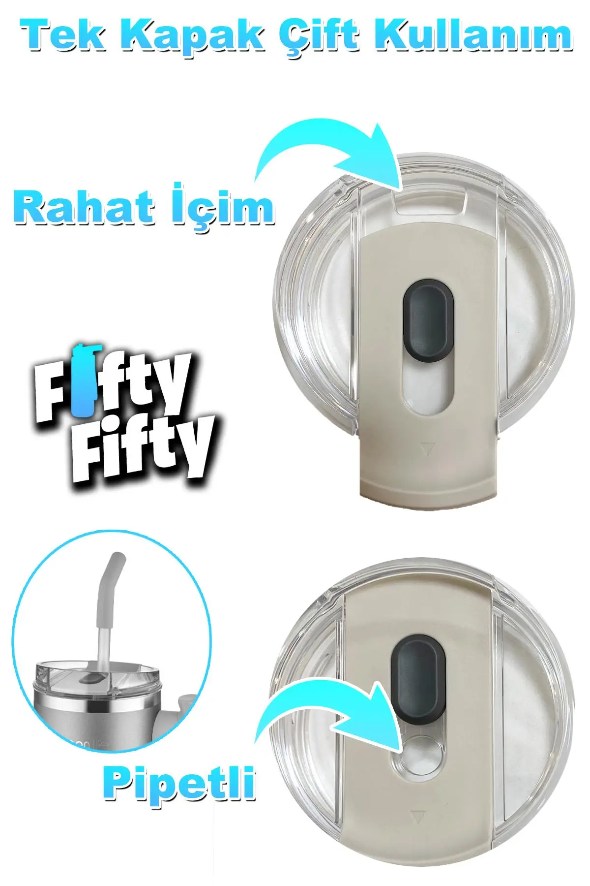 Vagonlife Tumbler Cup 0.94ML/34oz Pipetli/Rahat İçim Vakumlu Paslanmaz Çelik Termos-FFVGN1007-950ML