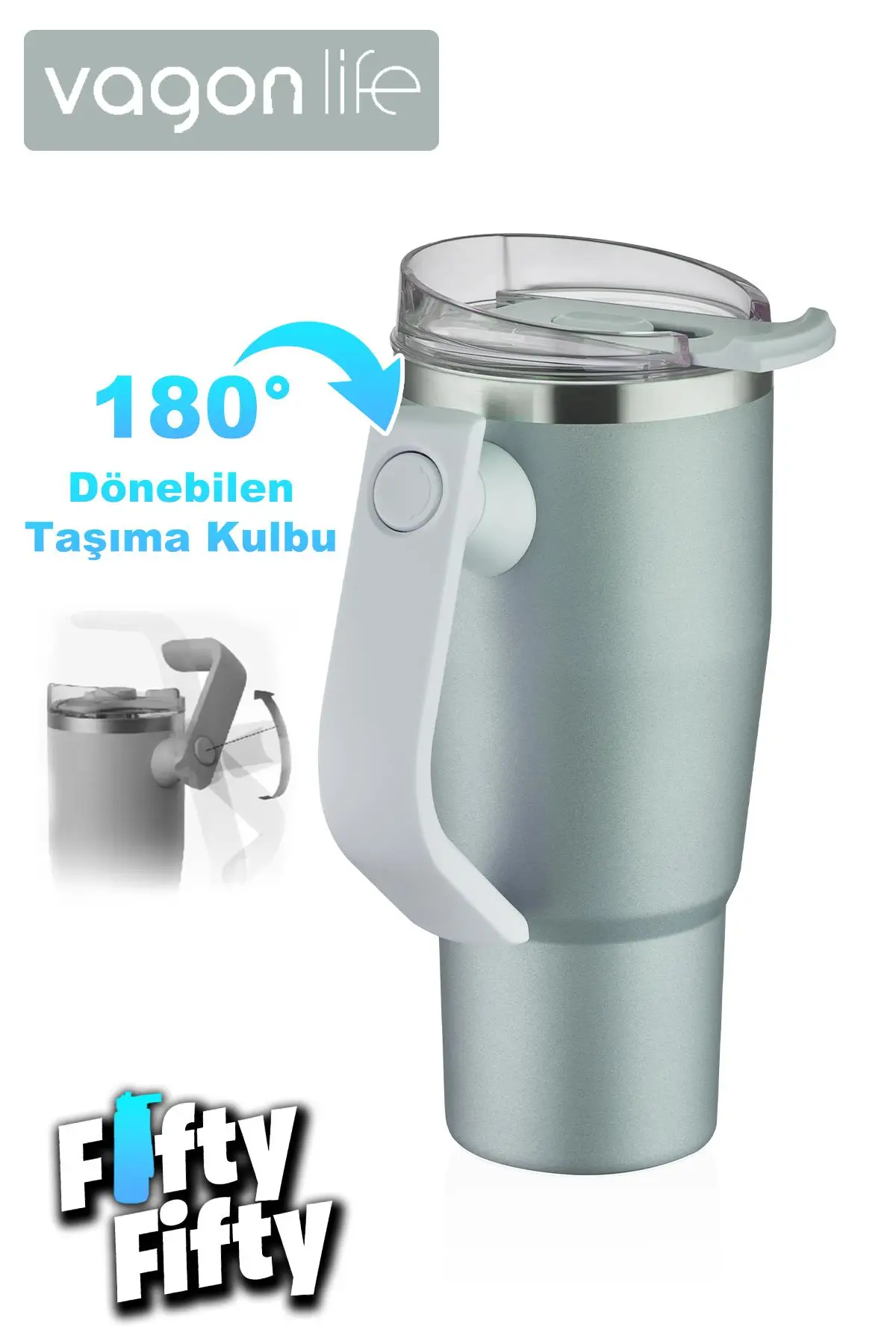 Vagonlife Tumbler Cup 0.94ML/34oz Pipetli/Rahat İçim Vakumlu Paslanmaz Çelik Termos-FFVGN1007-950ML