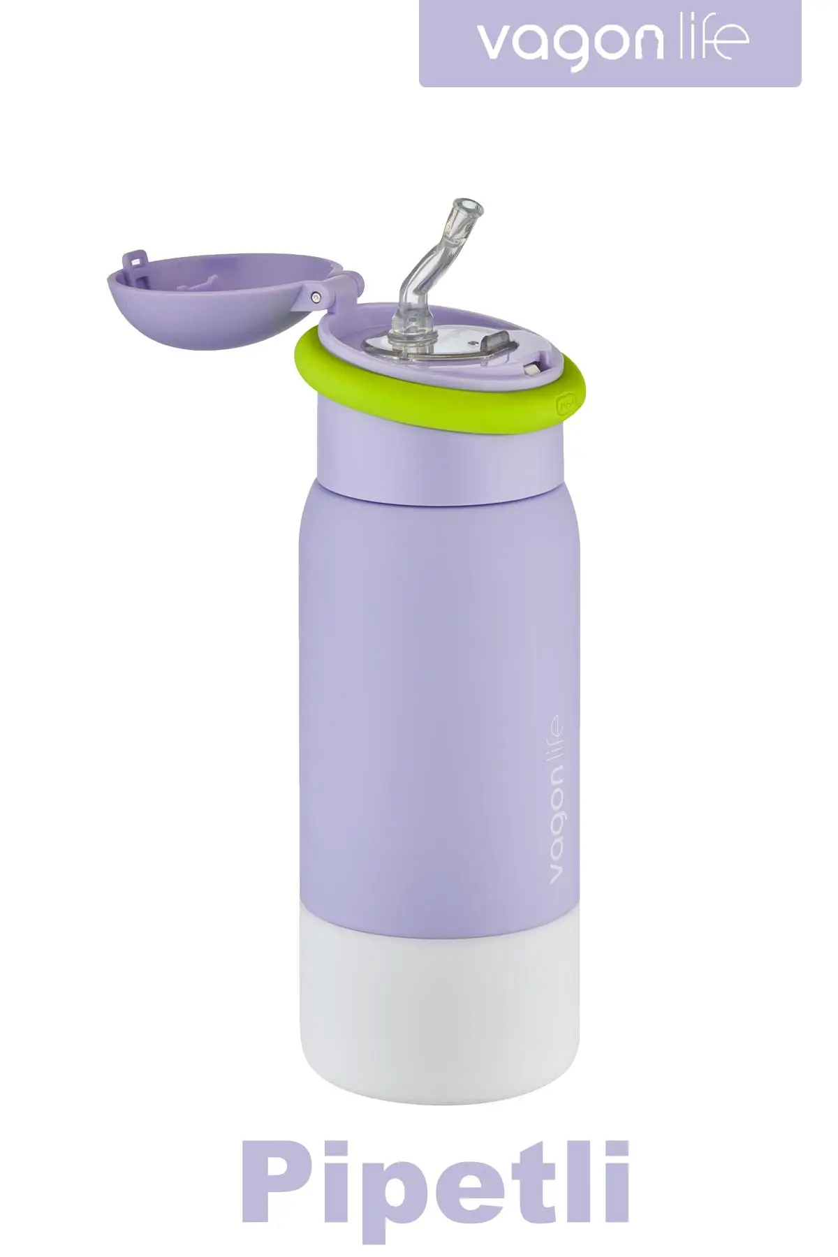 Vagonlife 480 ML Çocuk Pipetli Paslanmaz Çelik Termos/Su Matarası-FFVGN1006-480ML