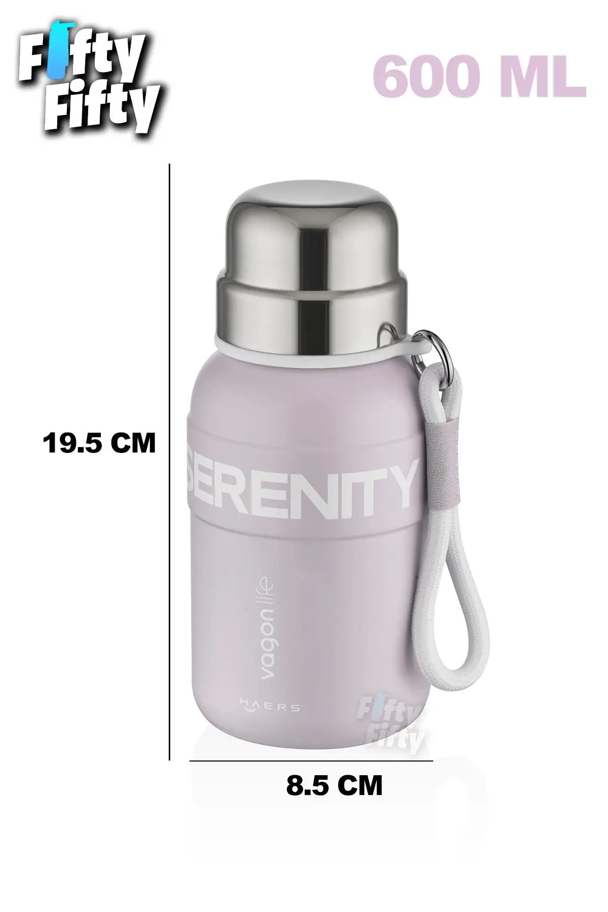 Vagonlife 600 ML Paslanmaz Çelik Termos/Su Matarası Rahat İçim-Taşıma Askılı-FF1005-600ml