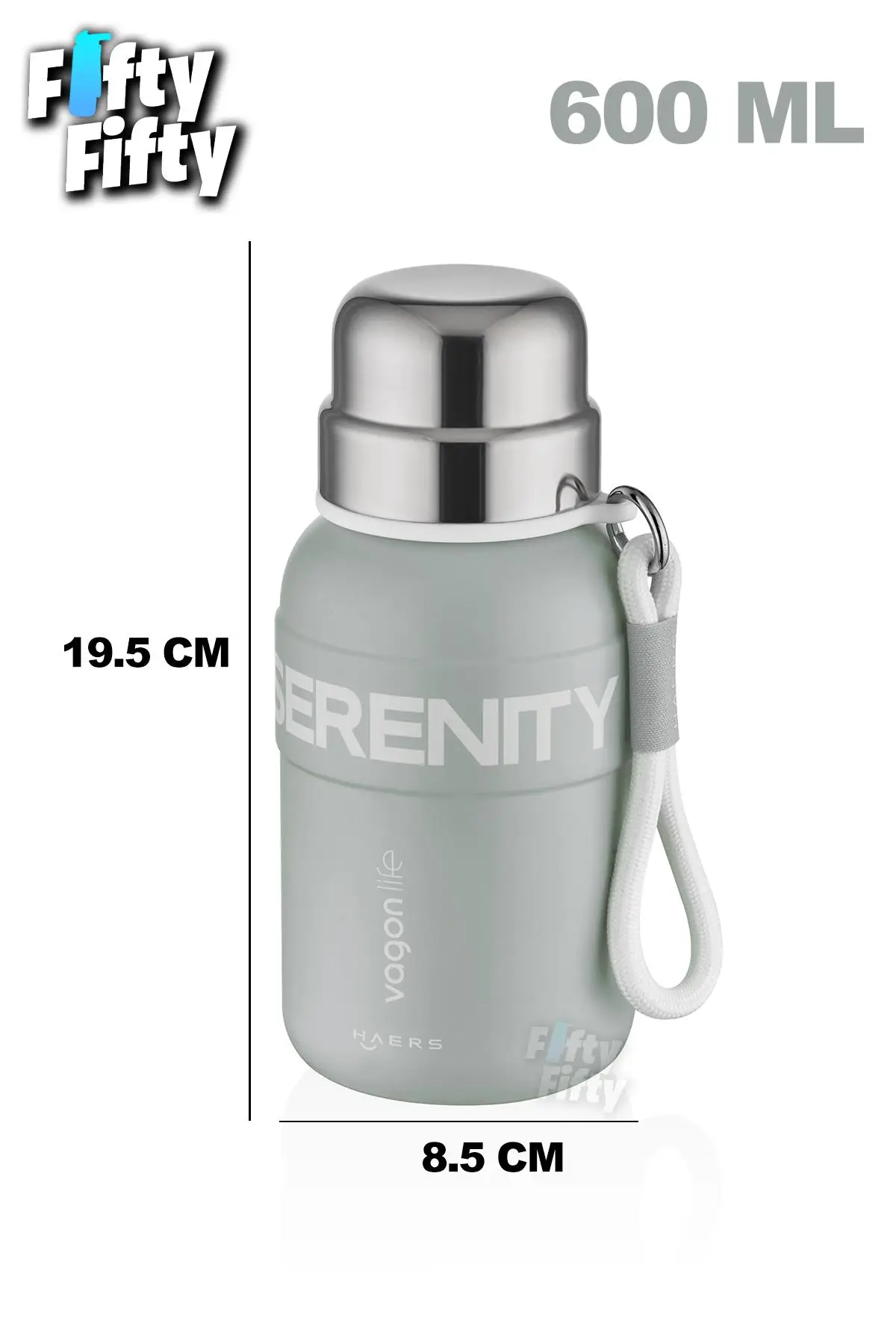 Vagonlife 600 ML Paslanmaz Çelik Termos/Su Matarası Rahat İçim-Taşıma Askılı-FF1005-600ml